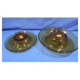 Vintage Amber Glass Waterfall Console Bowls