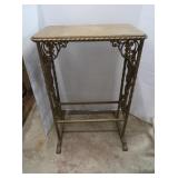 Heavy Side Table, Metal Frame w/Wood Top