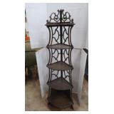 5-shelf Corner Piece-Wood w/Scroll Work 54.5"H,