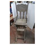Antique Convertible Wooden High Chair on