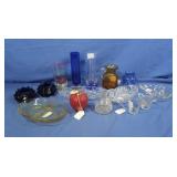 Cobalt Glass Cylinder Vase, Amber Blown Glass