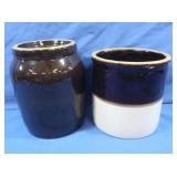 Antique Crocks-Preserves Jar & Tan/Brown