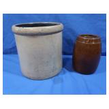 Antique Crocks-Lg has hole at bottom for drainage