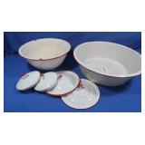 White & Red Enamelware