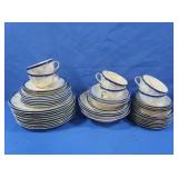 46 pcs Limoges (USA) Flow Blue w/Gold Edging