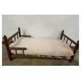 Vintage Wood Doll Crib w/Mattress