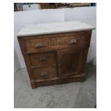 Antique Hand Carved Cabinet w/marble top (not