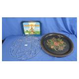 Platter-17.5" dia, Painted Tray 18.5" dia, Land O