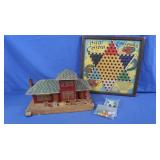 1940s Hup Ching Checkers Board, Marbles, 1915