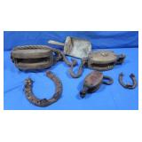 Antique Pulleys, Horseshoe, Grain Scoop