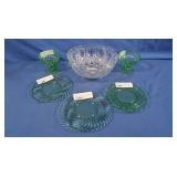 Antique Uranium Glass Sherbet Cups & Saucers