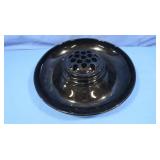 Black Glass Chip & Dip w/optional Flower Frog (to