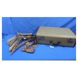 Wood Hangers, Vintage Luggage