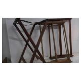 Vintage Wooden Luggage Rack, 2 Fold-out Clothes