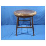 Short Stool Chair w/Wood Seat, Metal Legs