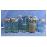 Antique Blue Canning Jars w/Lids
