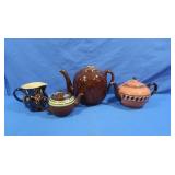 Brown Betty Teapot, Rockingham Glaze Teapot &