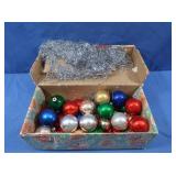Vintage Christmas Glass Ornaments, Vintage Tinsel