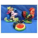 Chalkware pcs-Rooster, Boy & Girl, Skunk Dish