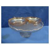 Carnival Glass Bowl & Cake Stand