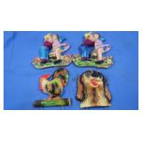Chalkware pcs-Boy & Girl, Dog, Rooster