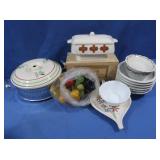 Electric Gravy Boat, Misc Plates, Faux Fruit &