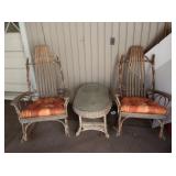 Bentwood Rocker Set w/Wicker Side Table (rough
