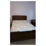 Full Size Mattress & Box Spring w/Wooden Bed
