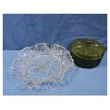 Vintage Pressed Glass Serving Tray & Dishes
