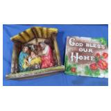 Chalkware pcs-Nativity & Gold Bless Our Home