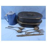 Enamelware Teapot & Roaster, Cast Iron Serveware
