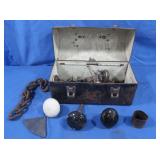 Vintage Metal Lunch Bucket w/Hardware Contents