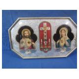 Religious Portraits in Hanging Metal Frame 19x11"