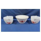 Vintage McKee Red Sailing Boat Mixing Bowl & 2-2