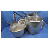 Lg Aluminum Stock Pot, Various Pots, Strainer &