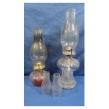 Vintage Oil Lamps, 2 Mini Chimneys