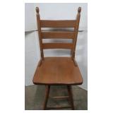 Wood Bar Stool w/Back, 1/2 Swivel (good cond)