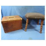 Wooden Step Stool, Wooden Seat w/Fabric Cover