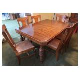 Wooden Dining Table w/Leaf underneath