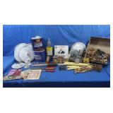 Candles, Thread, Metal Pot Lids