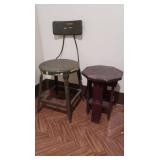 Metal Seat & Wooden Octagonal Table 12"x17"H