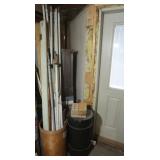 Metal Barrel w/Chain 15"dia, 27"H (hole in