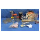 Vintage Mirro Aluminum Pans, Glass Syrup Bottles,