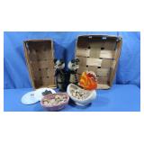 Rooster Napkin Holder, Planters w/Rocks & more