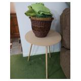 Round End Table 20x25", Baskets, Throw Blanket
