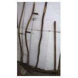 2 Vintage Scythes, 4-Tine Rake, Hand Carved