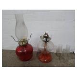 Vintage Oil Lamps, 2 Bases, 1 Chimney, 3 Mini