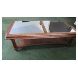 Wooden Coffee Table w/Mirror Tops 56Lx26Dx17"H