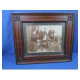 Antique Family Photo in Hand Carved Wood Frame
