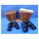 2 pr Binoculars in Leather Cases